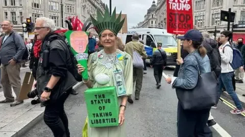 Countless Activists Assemble in Downtown London to Denounce President Trump's Return Diplomatic Journey
